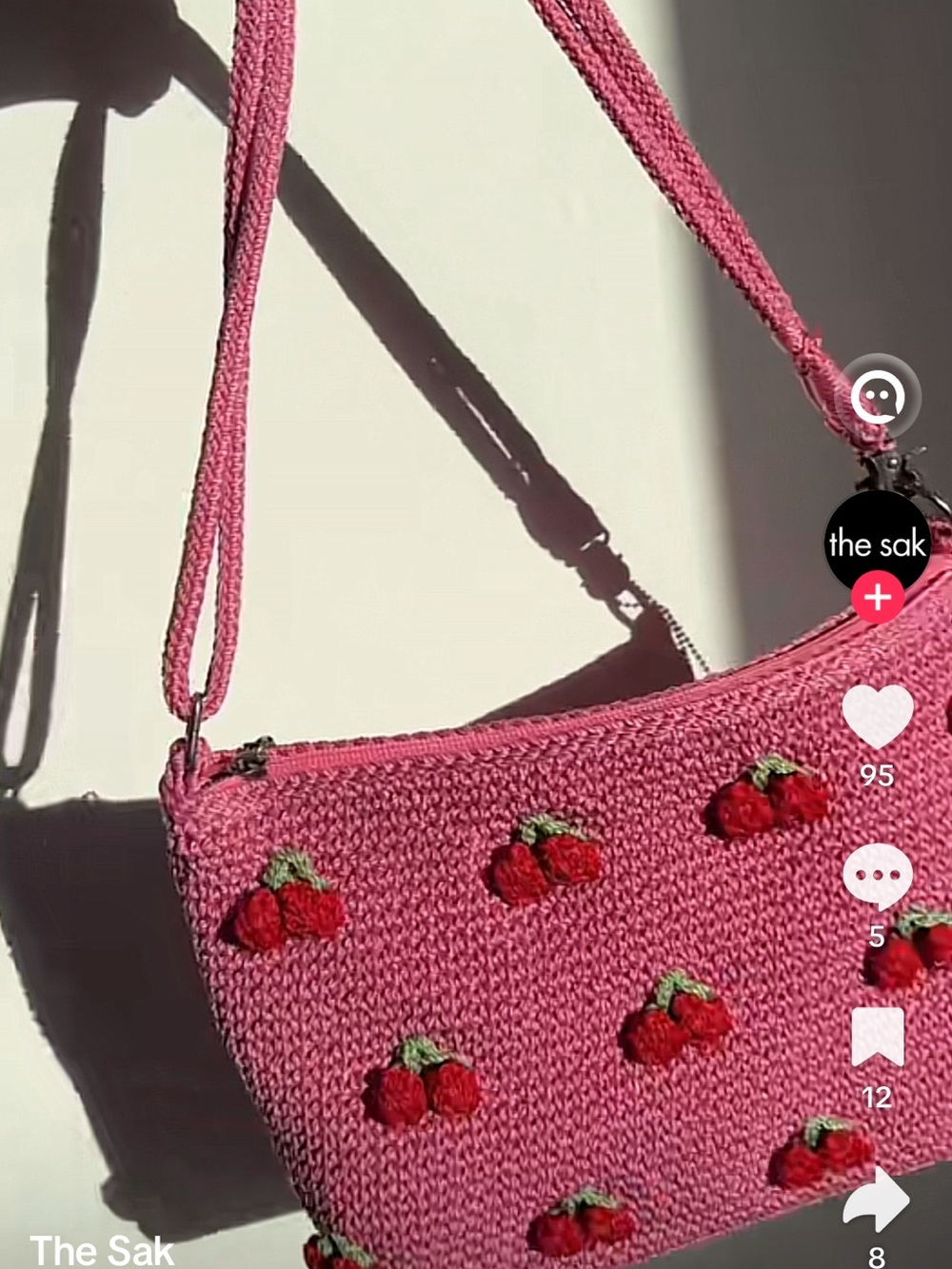 Pink Crochet Cherry Shoulder Bag - Picture 3 of 3